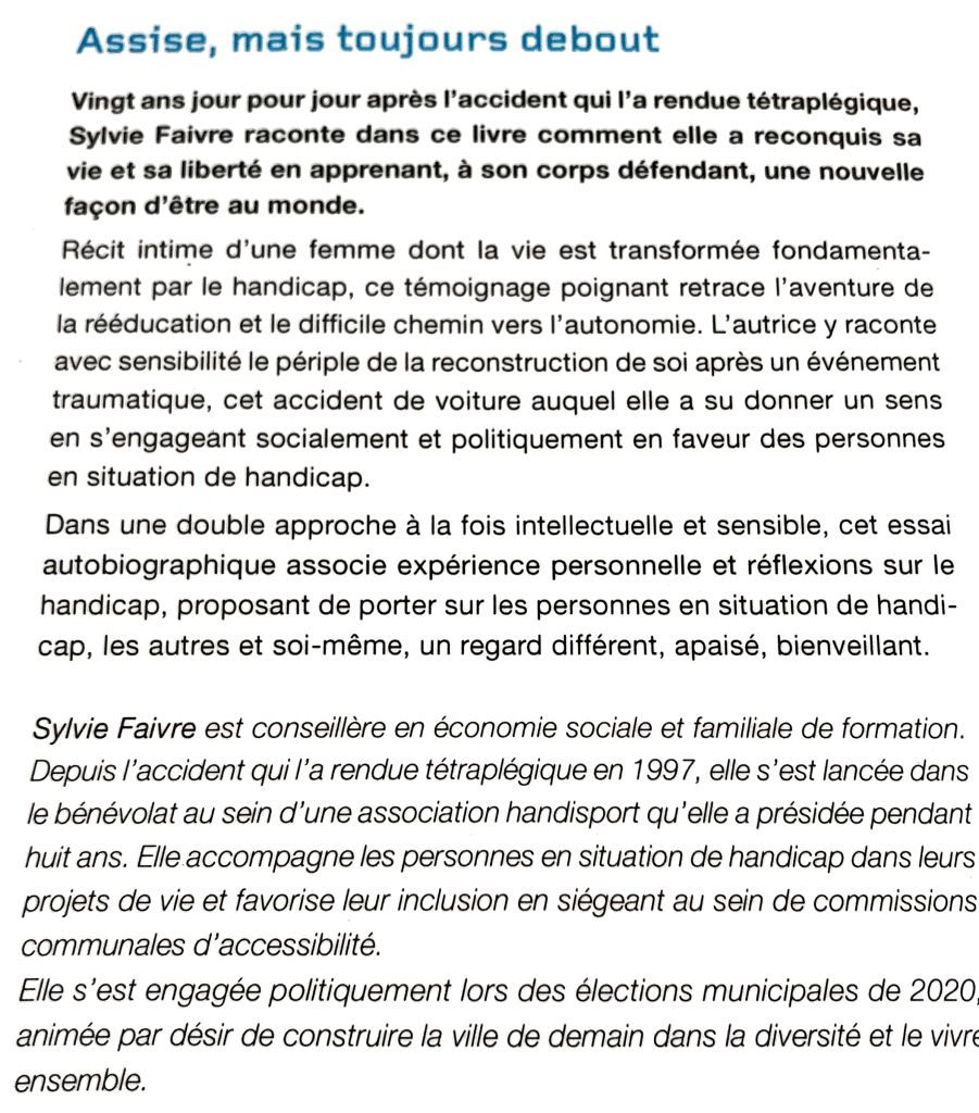 Extrait du livre "Assise, mais toujours debout"