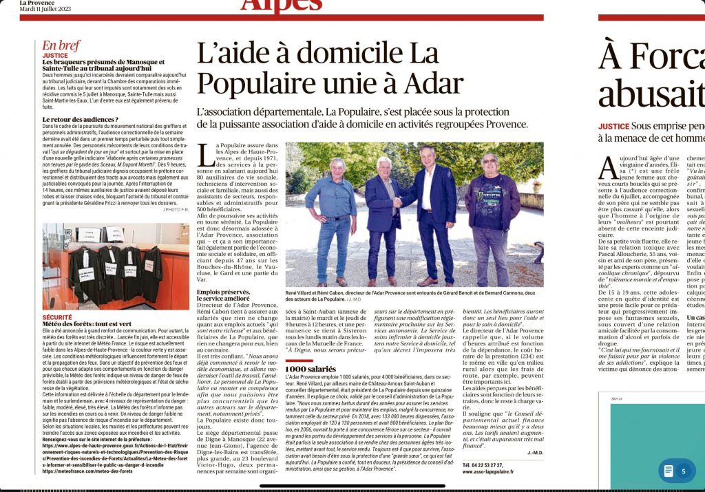 La Populaire unie à Adar